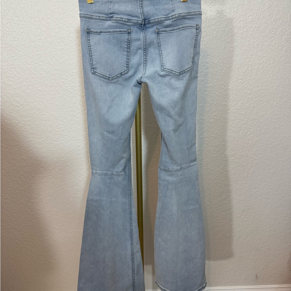 Free People Blue Flare Wide Leg Jeans  (B4) - Picture 6 of 10